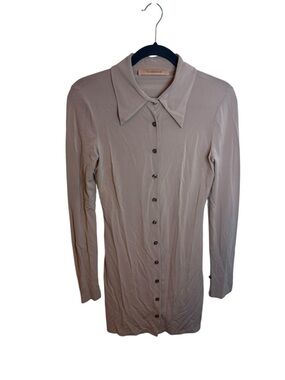 The Andamane Beige Ginevra Mini Shirt Dress